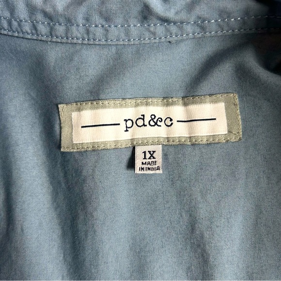 pd&c Short Sleeved Button Down Casual Shirt 1X 100% Cotton XLT Work Office - Picture 3 of 8